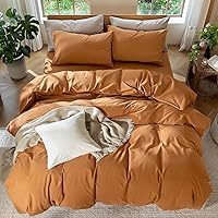 Vista 103 de MooMee Juego de funda de edredón 100% algodón lavado con textura tipo lino, transpirable, duradero, suave y cómodo