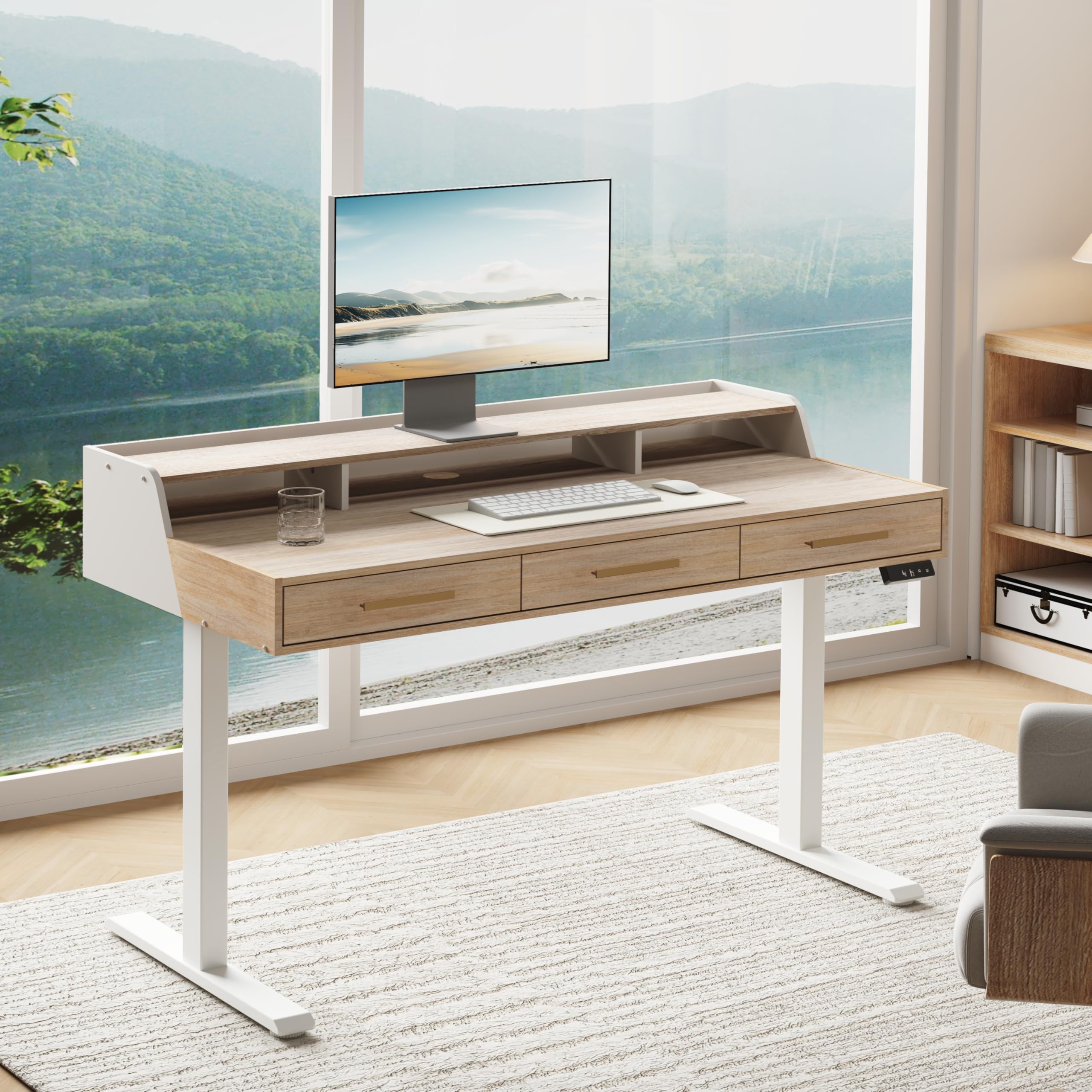 Amazon | ModernMate スタンディングデスク 引き出し3つ付き 高さ48 x