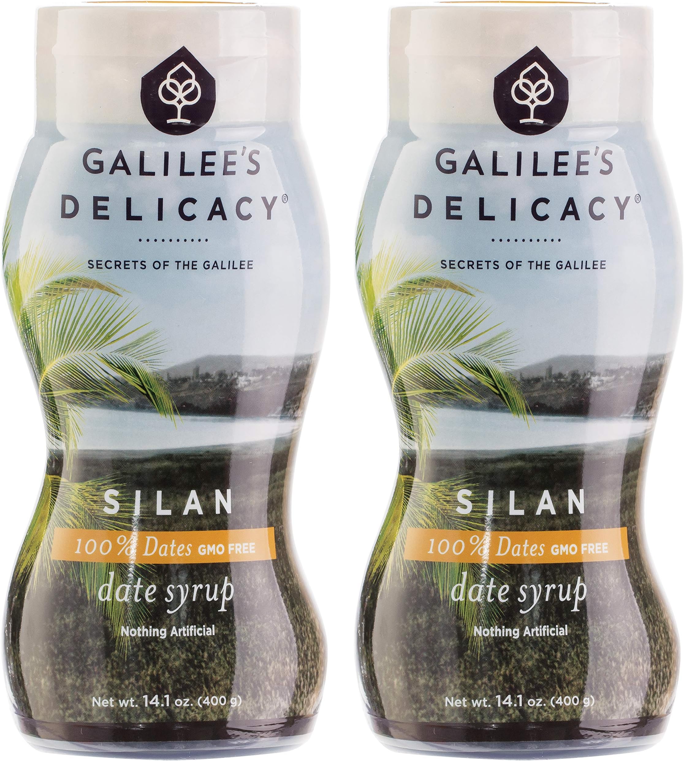 Galiliee's Delicacy Silan, 100% Pure Date Syrup14.1oz (2 Pack) Squeeze Bottle, Non GMO, No Sugar Added, Real Date Honey, Nothing Artificial!