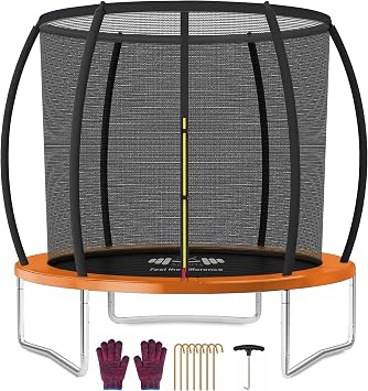 FK Sports Outdoor Trampoline 6FT/8FT/10FT/12FT Rebounder Trampolines for Toddlers, Kids & Adults with Safety Enclosure Net, Anti-tear, UV-Proof Pad, Exercise & Fitness