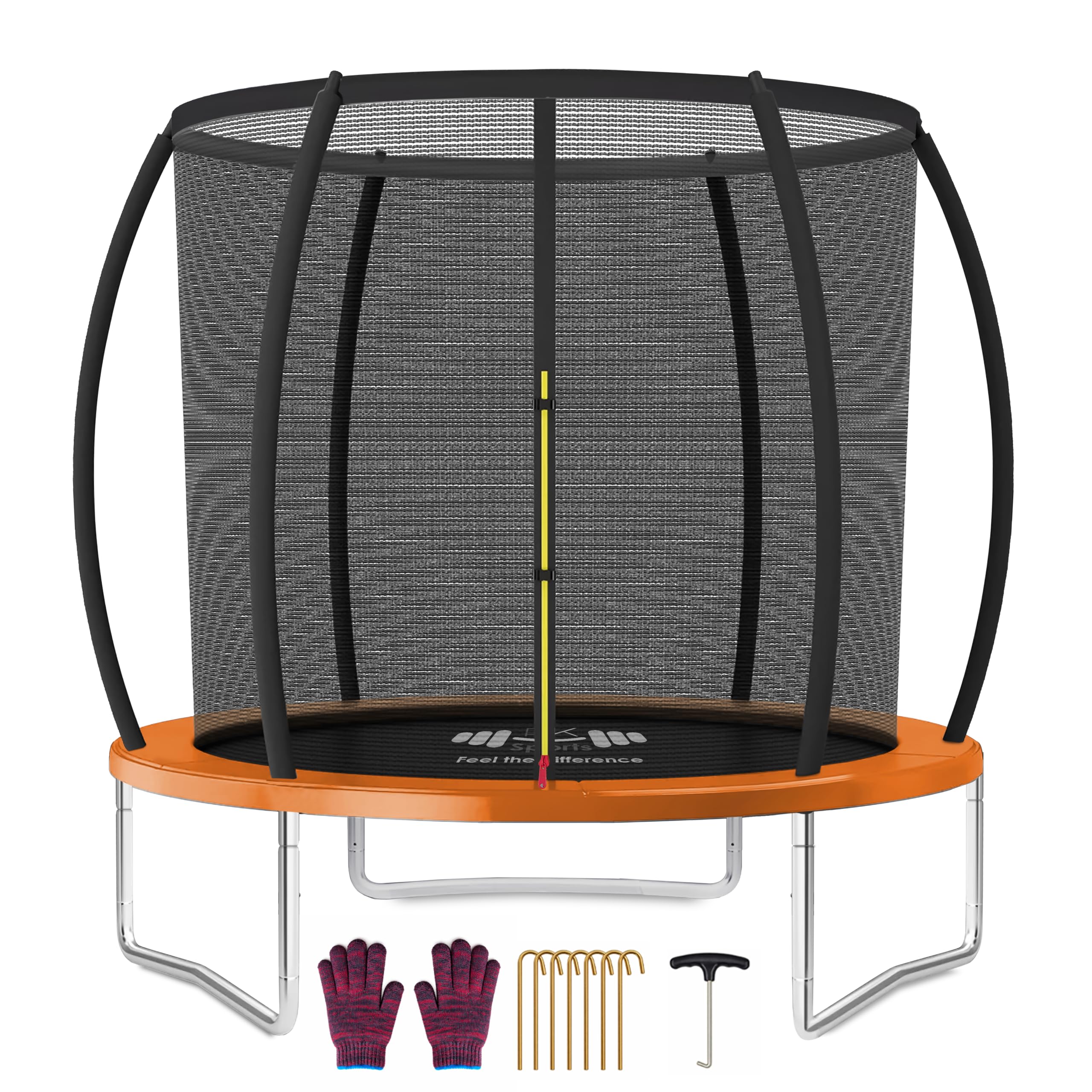 FK Sports Outdoor Trampoline 6FT/8FT/10FT/12FT Rebounder Trampolines for Toddlers, Kids & Adults with Safety Enclosure Net, Anti-tear, UV-Proof Pad, Exercise & Fitness (6ft Trampoline Without Ladder)
