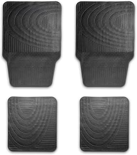 NASCAR Essential Car Floor Mats – 4-Piece Set | All-Weather Protection | Universal Fit for Cars, Trucks & SUVs | Durable Hard-Wearing Rubber | Trim-to-Fit | Black Rubber Floor Mats