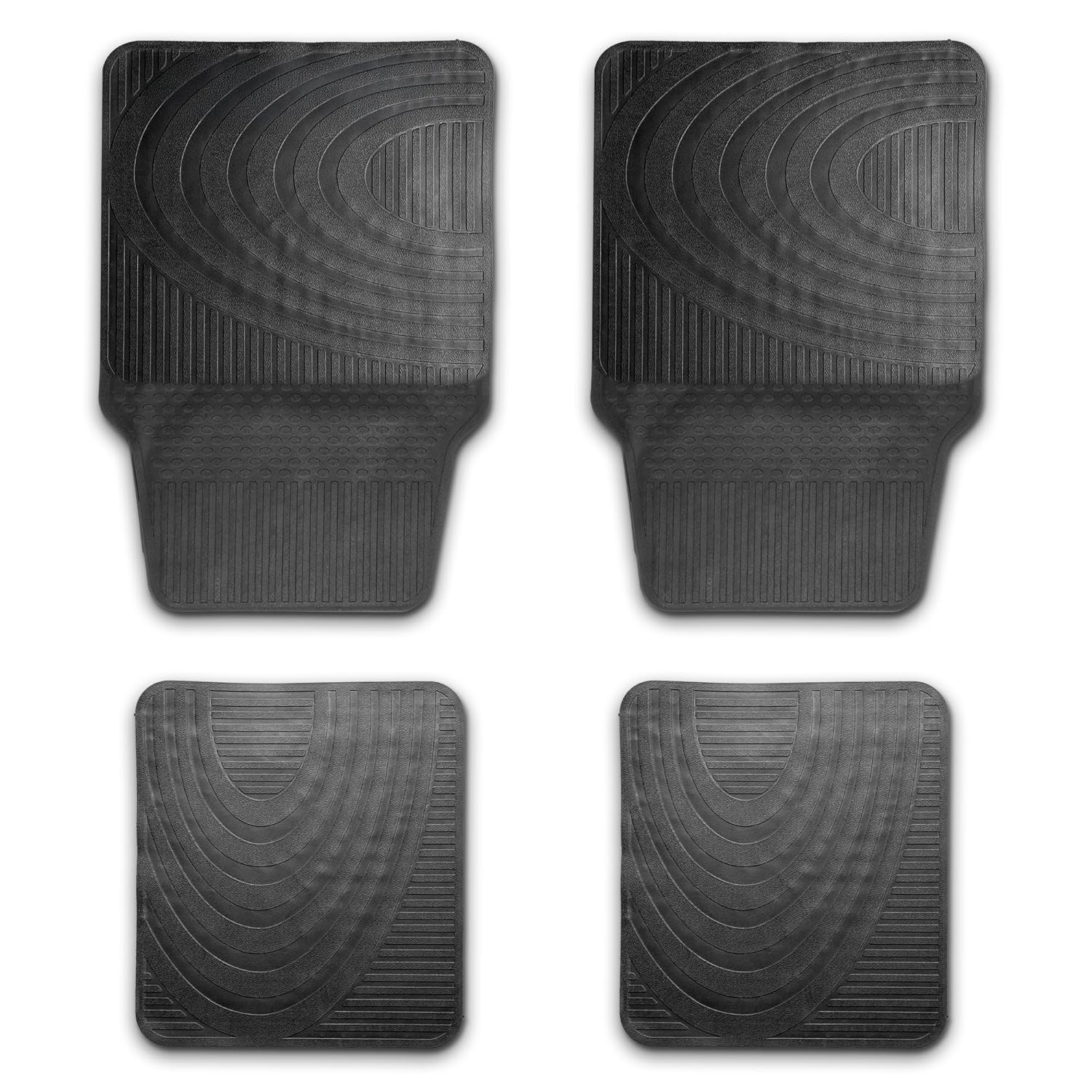 NASCAR Essential Car Floor Mats 4-Piece Set All-Weather Protection Universal Fit for Cars Trucks SUVs Durable Hard-Wearing Rubber