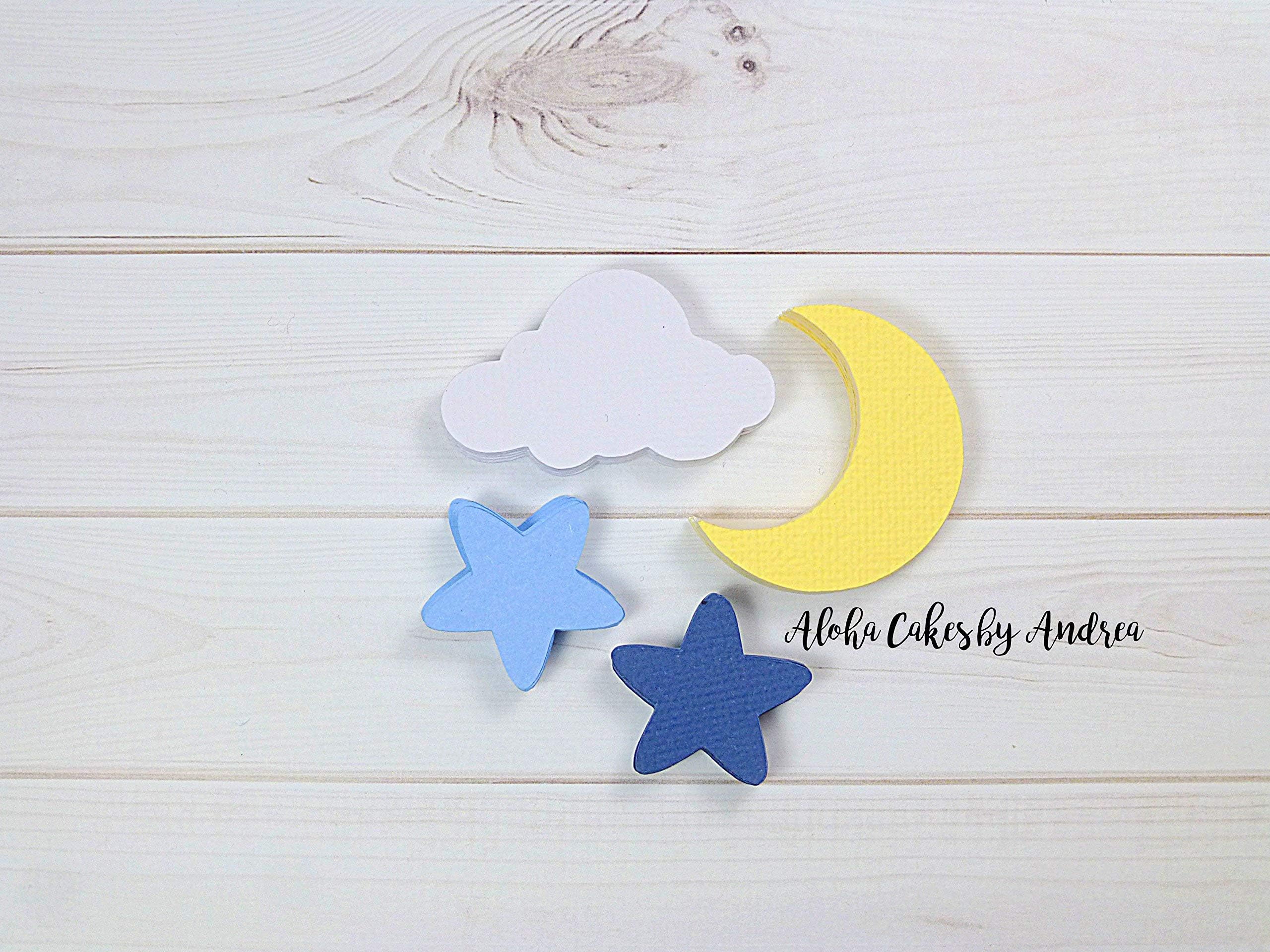 Cloud, Moon and Stars Confetti (2 packages), Baby Shower Decorations, Its A Boy Ideas, Twinkle Twinkle, Over the Moon, Love You to the Moon and Back, Light Blue, Navy Blue