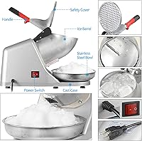 Vista 5 de Zeny Máquina trituradora de hielo, eléctrica, para hacer conos de nieve, de acero inoxidable, 145 libras por hora