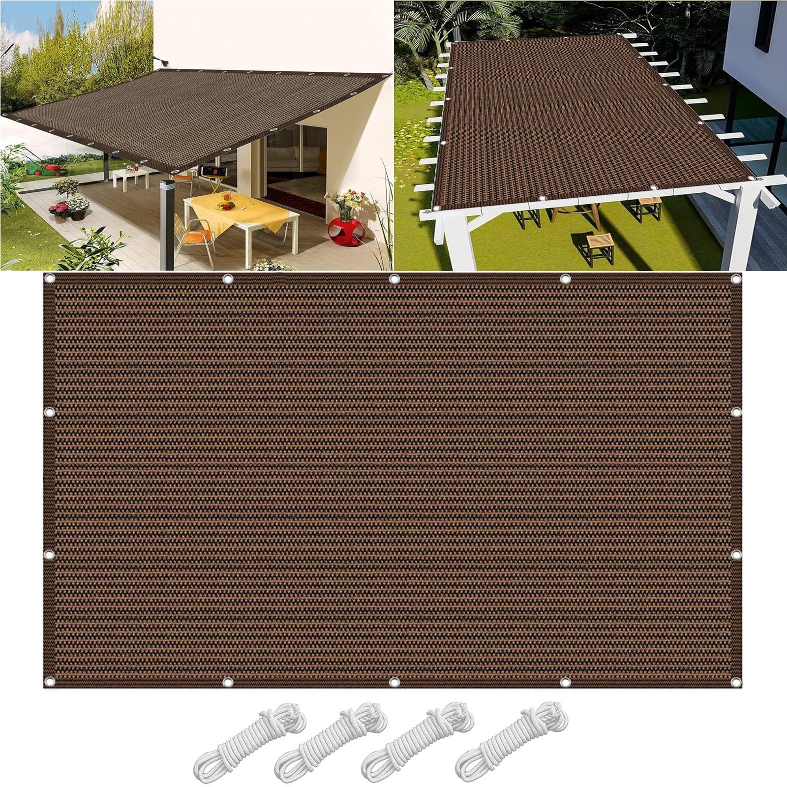 Toile d'ombrage de serres durable 2.5 x 2.5 m marron avec œillets métalliques