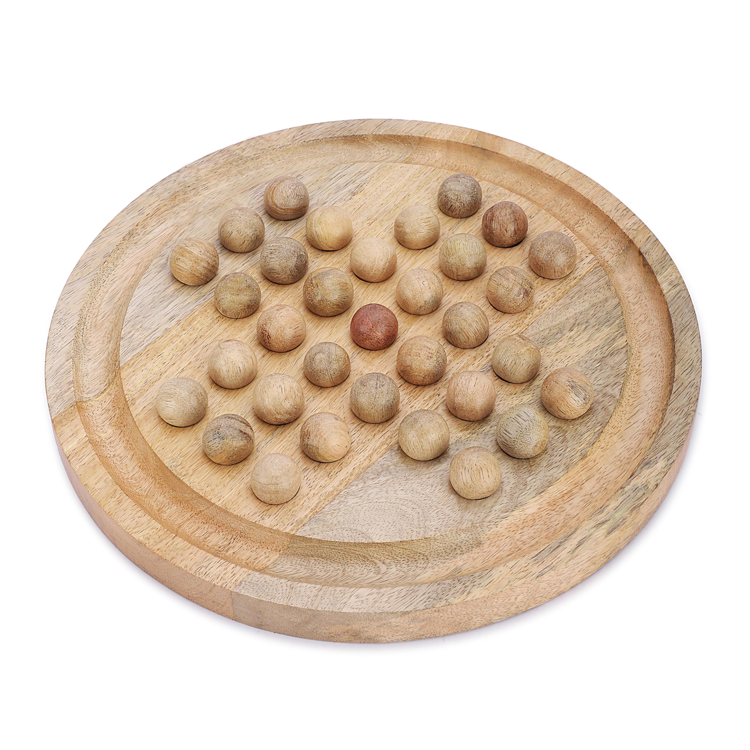 Ajuny Solitario in Legno Fatto a Mano da 27 cm con Pioli in Legno – Gioco Peg Solitaire Classico, Rompicapo Strategico Educativo, Puzzle da Tavolo Decorativo per Bambini e Adulti