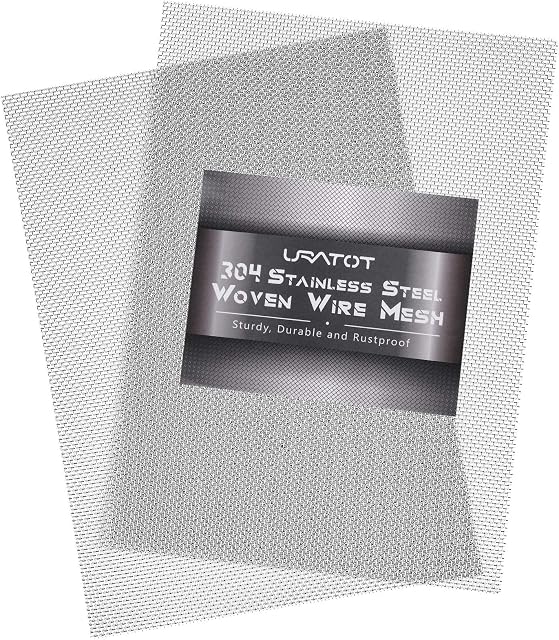 URATOT 2 Packs 304 Stainless Steel Woven Wire Mesh 20 Mesh 15 x 21 cm Insect Rodent Control Mesh Pest Proofing Metal Mesh Sheet for Home, Kitchen, Airbrick