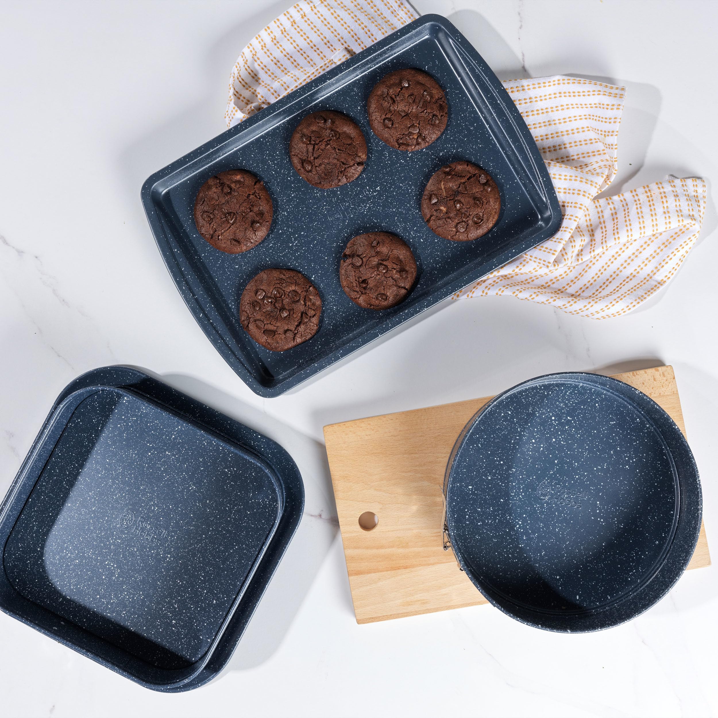 Russell Hobbs COMBO-5439 Nightfall Stone - Bandeja antiadherente para hornear y asador, 38 cm, 2 unidades