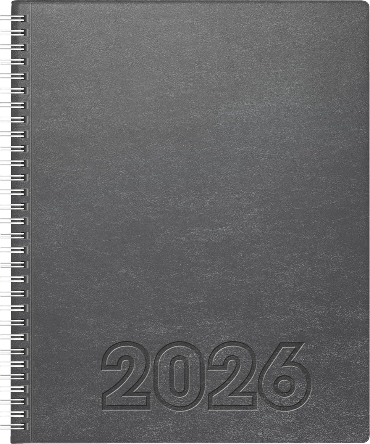 BRUNNEN Book Calendar Mod. Manager Wt 7 weektimer 2026 | 210 x 260 mm, Faux Leather, Grey