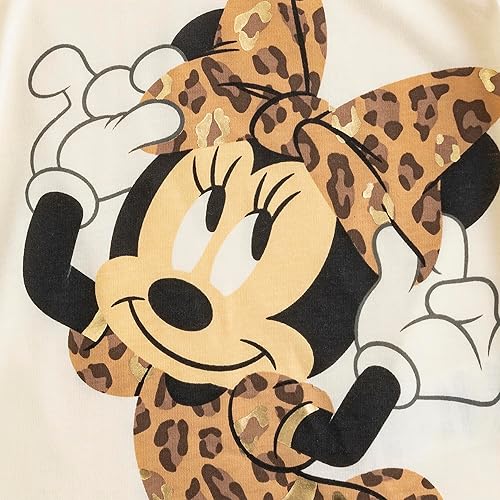 Disney Minnie Mouse Girls Flared Leggings Pants set with Cardigan, and Short Sleeve T-Shirt 3 Piece Set for Toddlers(Brown/White,2T)