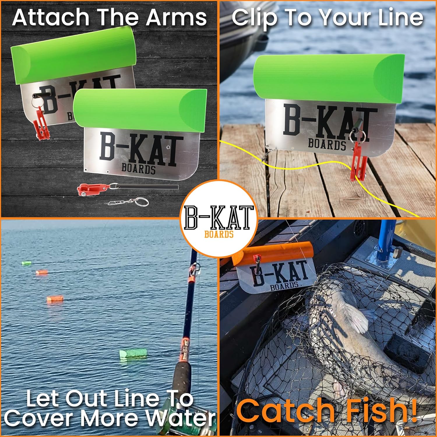 Multi-Species Planer Boards, for Walleye Striper Trout Catfish Skipjack, for Trolling, Dragging, Set of 2 Boards, Made in The USA