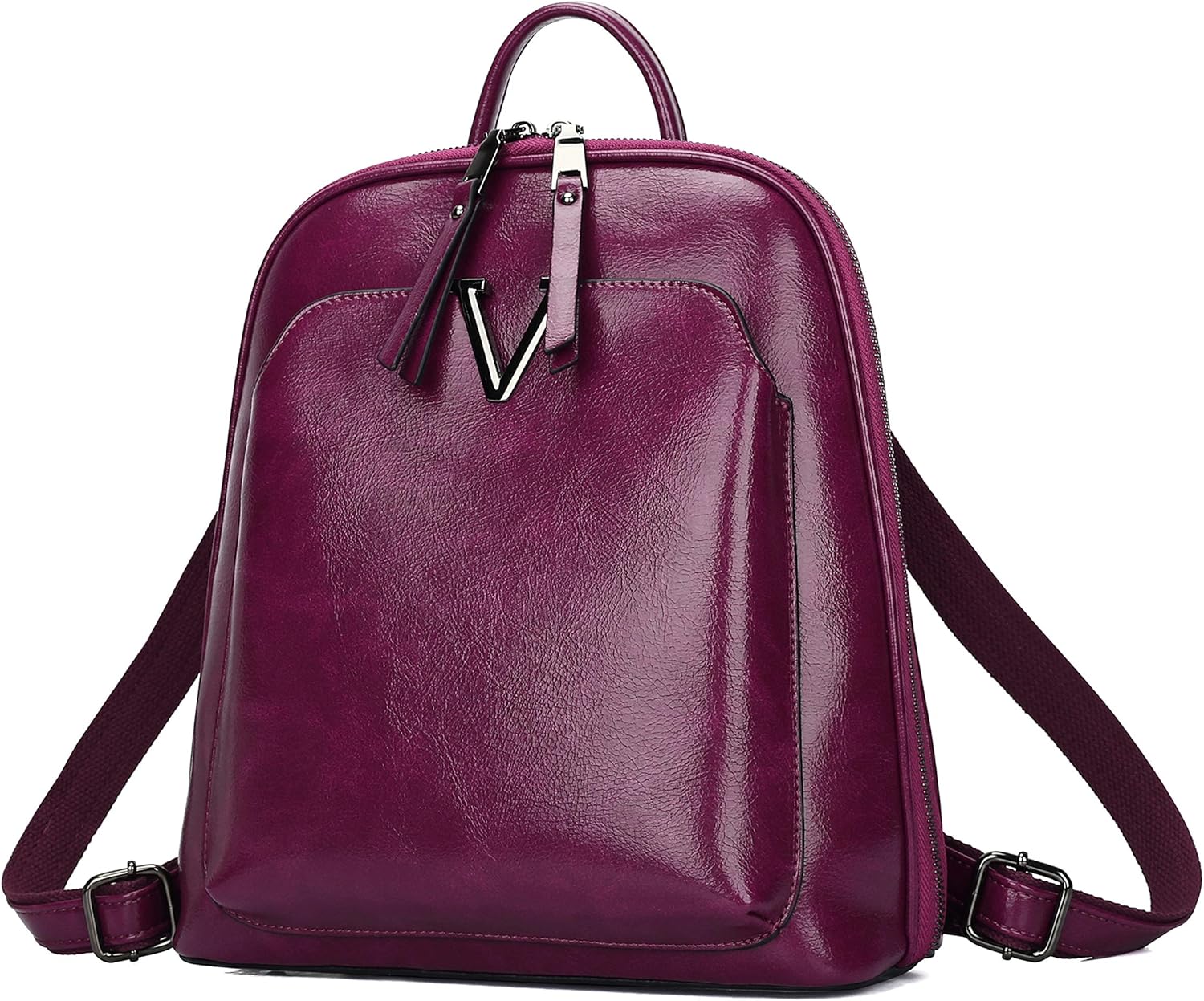 purple leather backpack purse