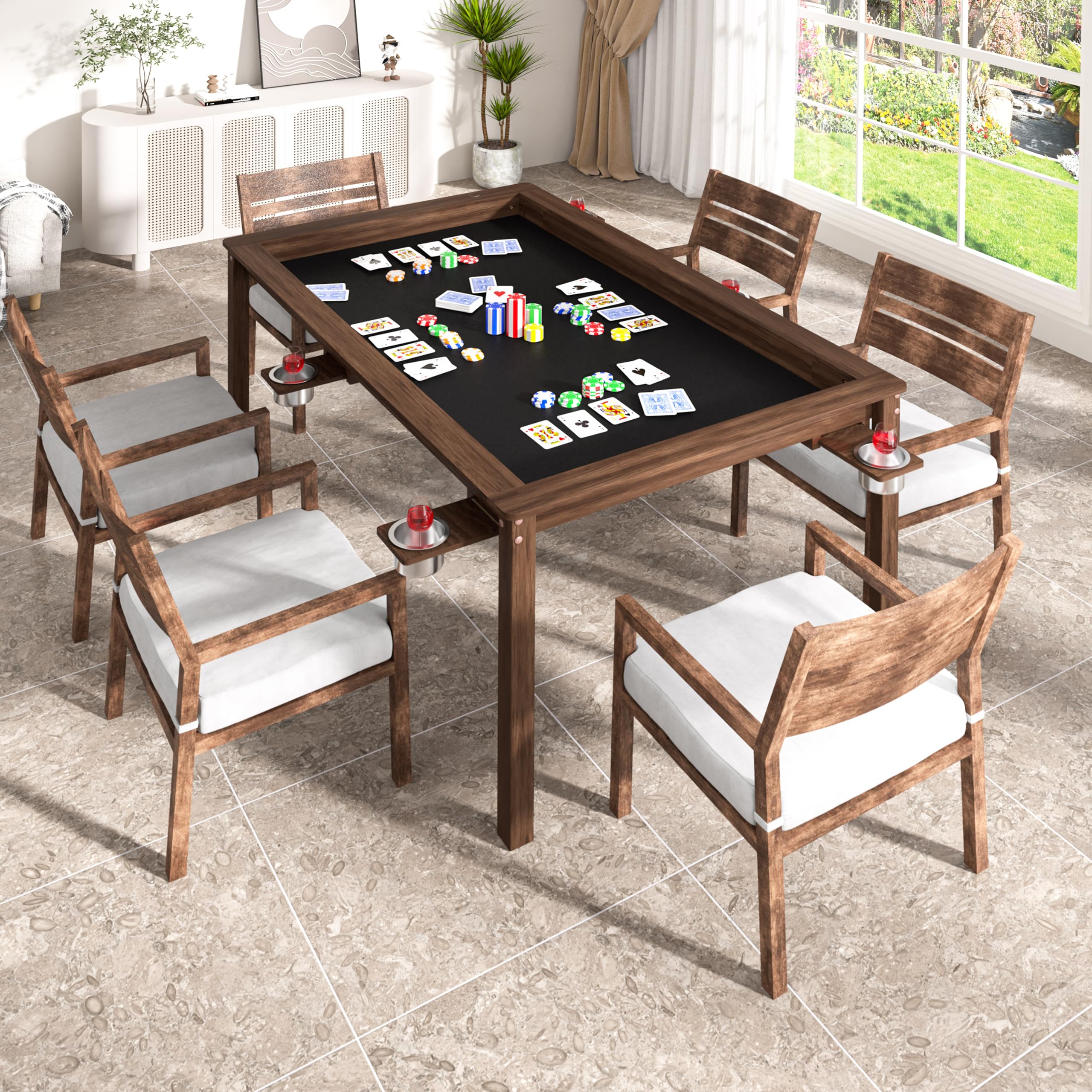 Amazon.com: BlueWish 58” x 33” Solid Wood Board Game Table, Gaming