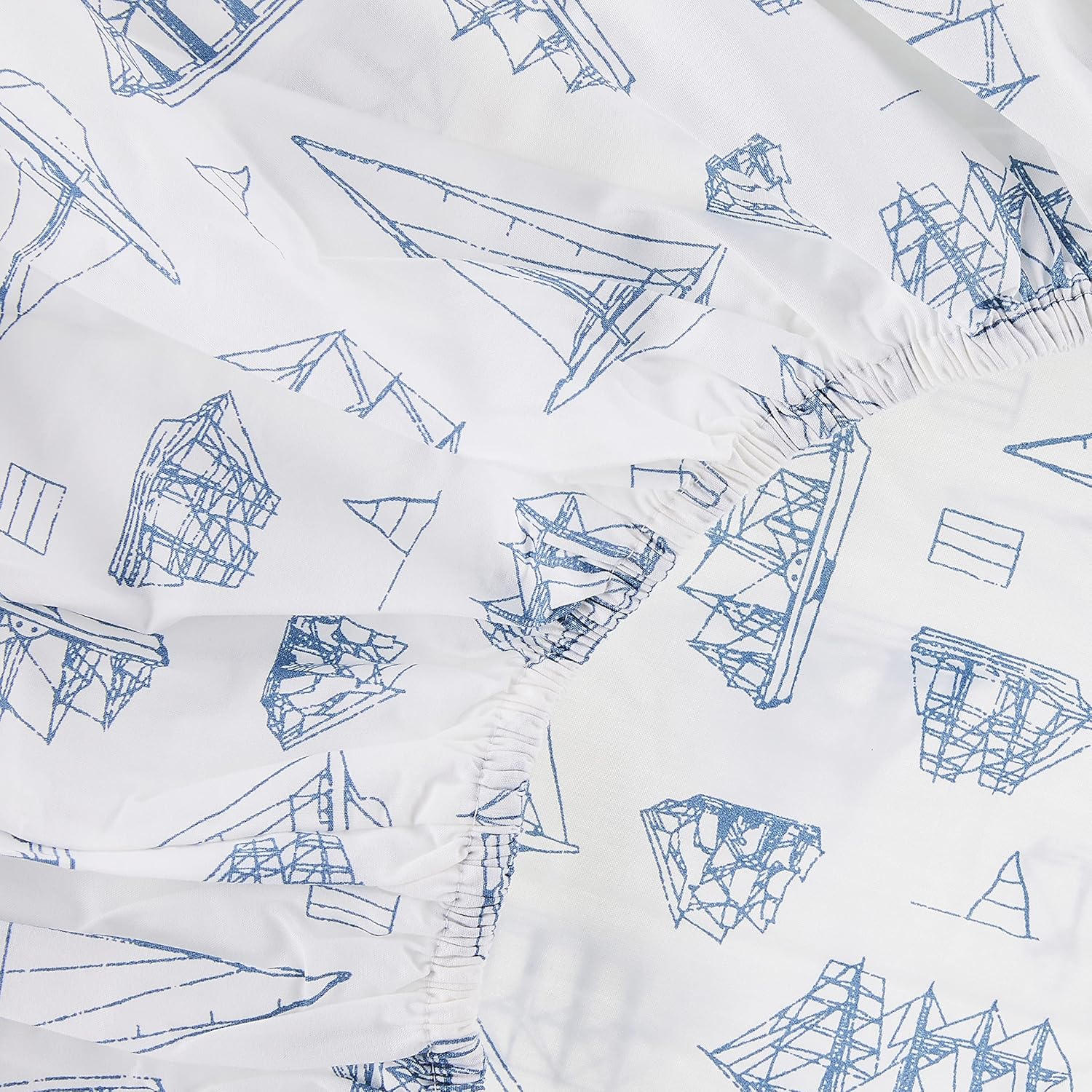 Nautica - King Size Sheets, Cotton Percale Bedding Set, Crisp & Cool, Coastal Home Decor (Whitewood Sail Blue, King) - Image 2