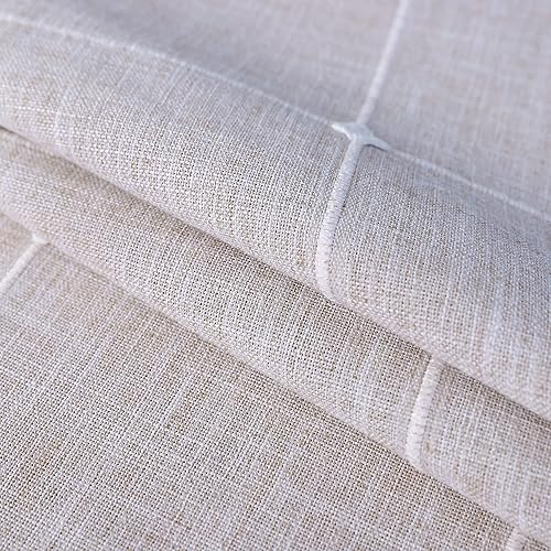 Miniatura 5 de Mantel redondo pequeño de celosía con bordado rústico de tela de lino de algodón a cuadros marrones para decoración de mesa de cocina, comedor,