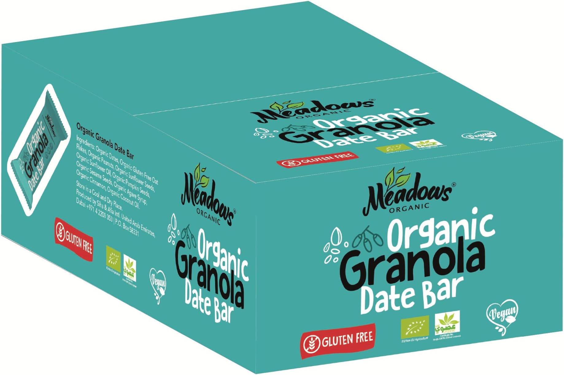Gluten Free & Vegan Granola Date Bar 960g (Box of 24 Individually Wrapped Bars / 40g each) - An Ideal Guilt-Free Healthy Snacking Option