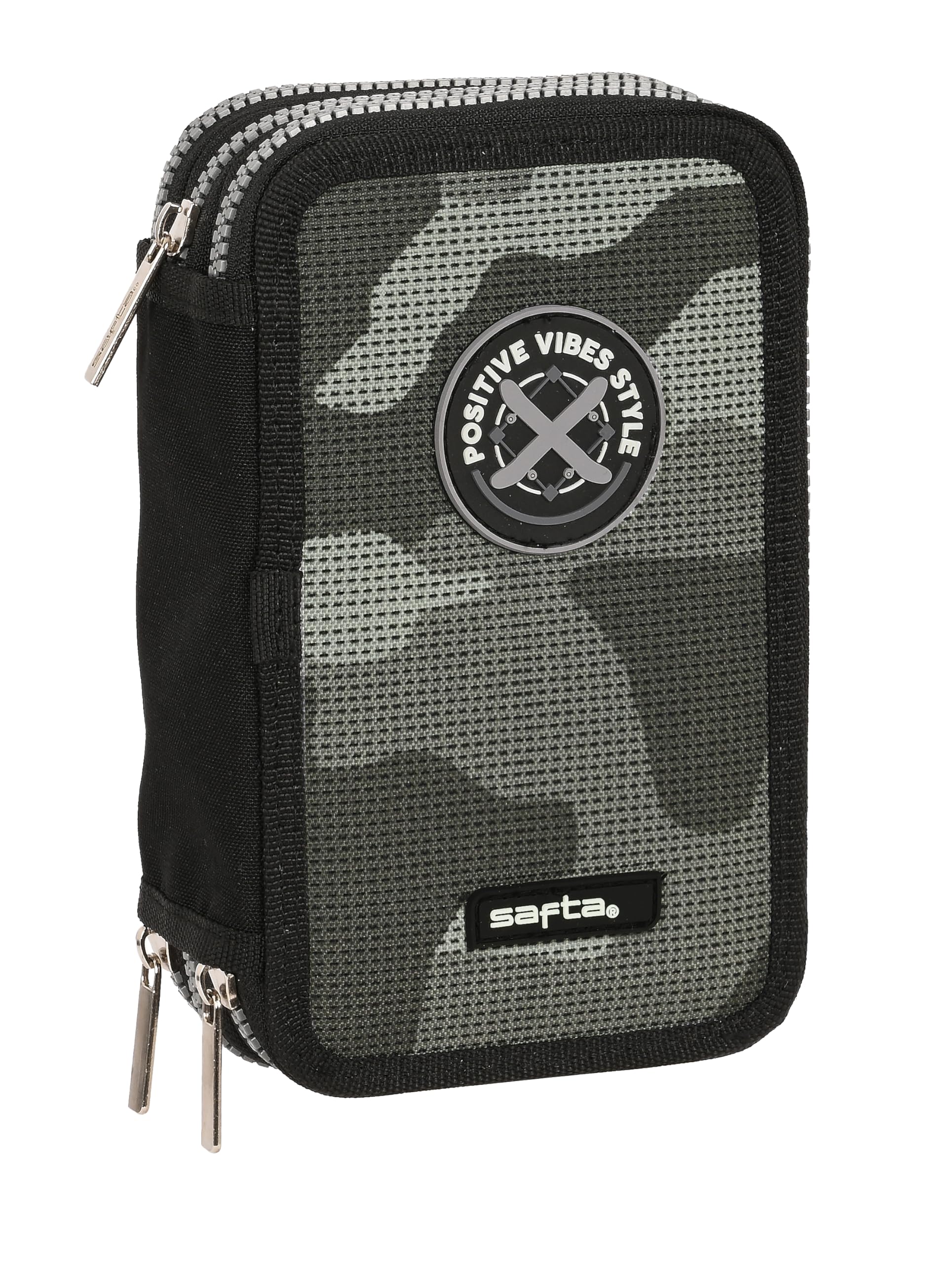 Safta - Estuche Escolar con 36 Útiles Incluidos, Estuche Infantil, Estuche Niño, Ideal para Niños de 5 a 14 Años, Cómodo y Versátil, Calidad y Resistencia, 12.5x5.5x19.5 cm, Color Negro