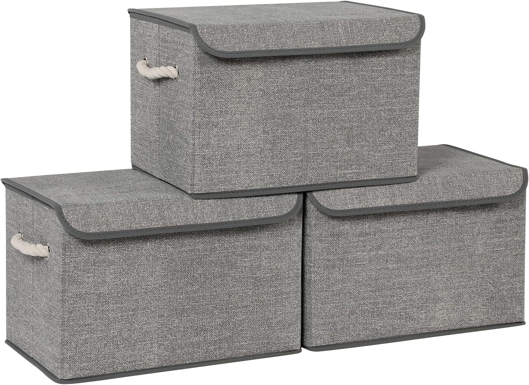SONGMICS Boîtes de Rangement en Tissu, Lot de 3 Coffres, Bacs avec