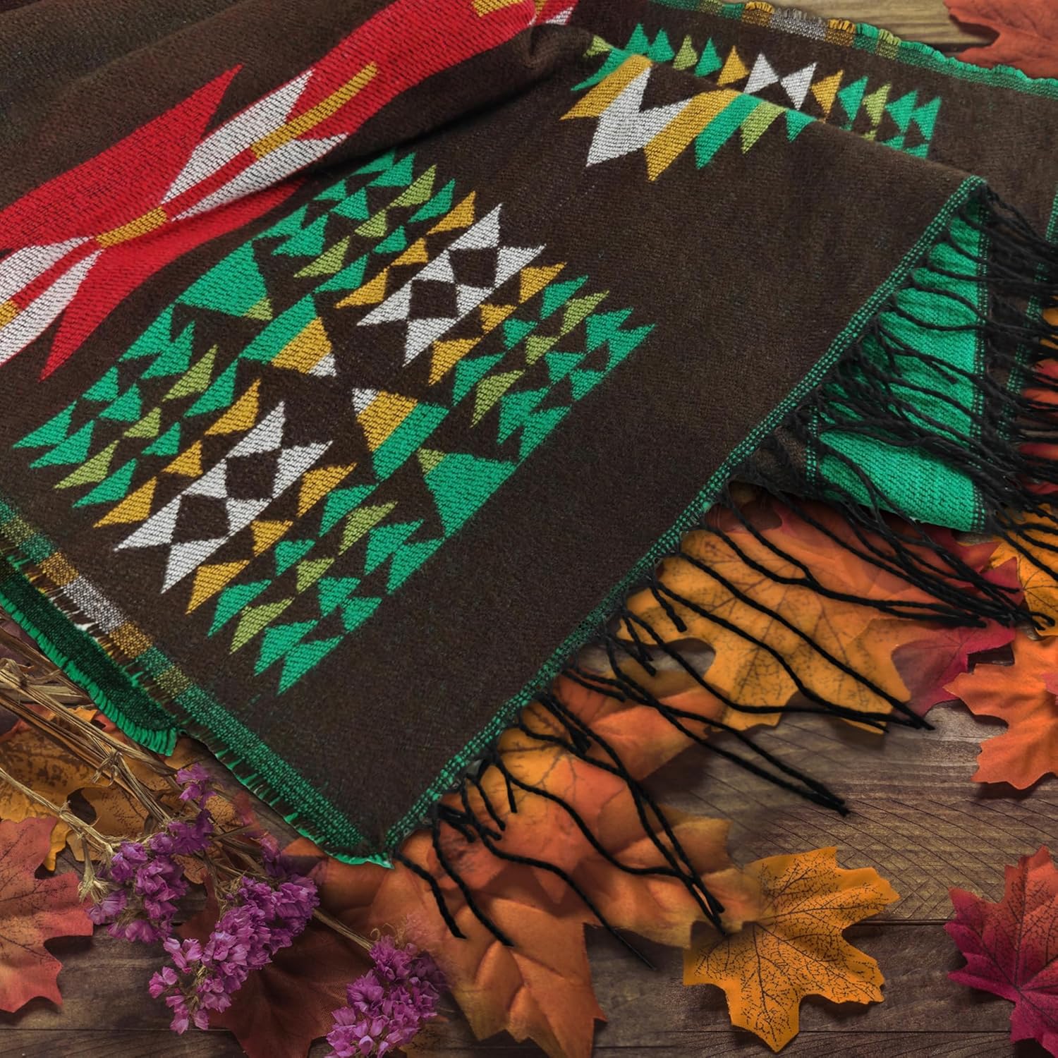 Uyuni Women's Bohemian Casual Shawl Fringe Poncho Loose Vintage Patterned - Image 3