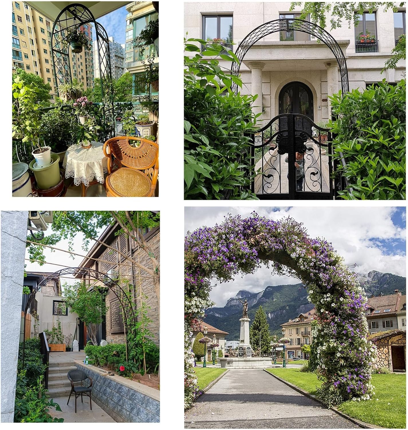 Decorative Outdoor Garden Arch, Wedding Arch, Lawn Backyard Patio Party, for Various Climbing Plants Roses Vines, Free Standing Rose Rack Background for Decoration(Bronze Color,55x15.7x90in)