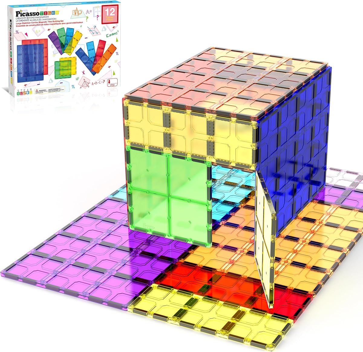 12 Piece Magnetic Tile Base Plate Set, Jumbo Stabilizer Boards | Large format design, no assembly needed, STEM building toy for ages 3+, one-piece foundation, toddler friendly