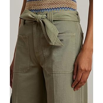 Lauren Ralph Lauren, Womens, Pleated Cotton Twill Wide-Leg