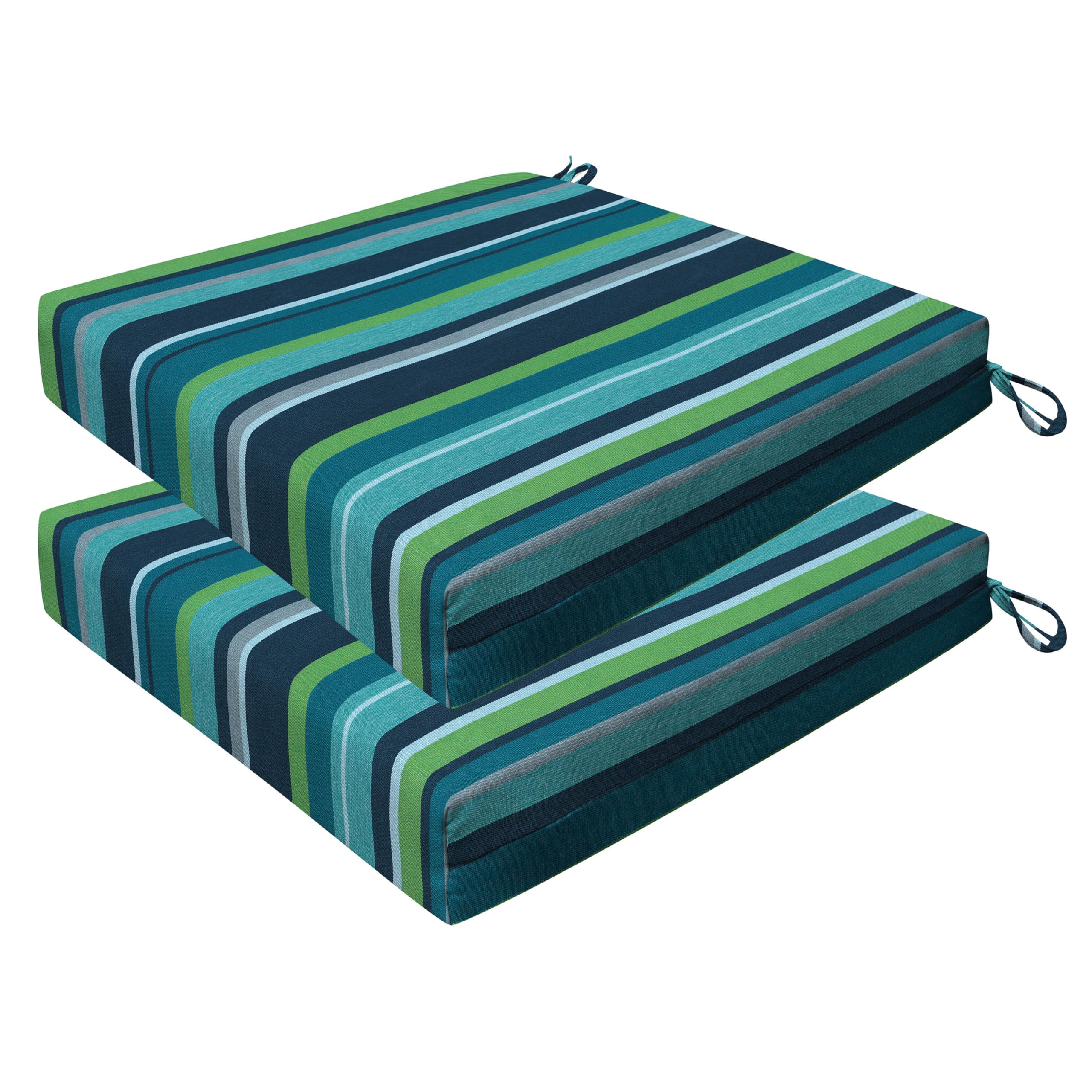 Honeycomb Indoor/Outdoor Stripe Poolside Dining Seat Cushions: Recycled Polyester Fill, Weather Resistant, 2 count Pack of 1 Patio Cushions: 20" W x 20" D x 4" T