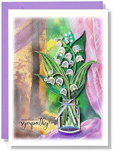Tarjeta de lirio del valle, tarjeta de condolencia más profunda, pérdida de mascota, mamá, papá, hijo, pensando en ti, tarjeta de condolencia para