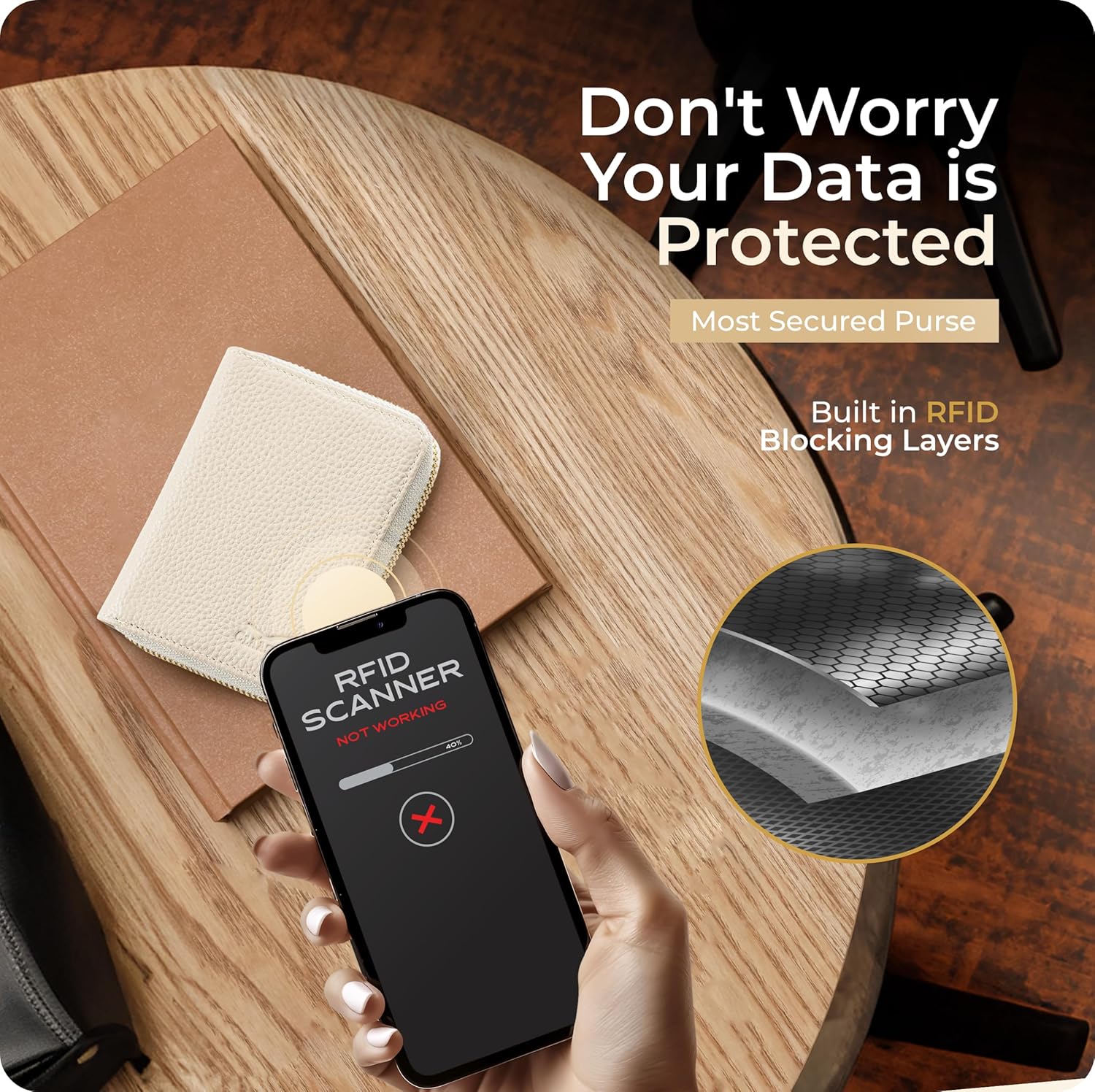 Claasico Bifold Wallet for Women RFID Blocking | Genuine Leather Zip Wallet & Ladies Coin Pocket | Stylish Credit Card Holder | Travel Wallet with Anti-Theft Protection - Image 9