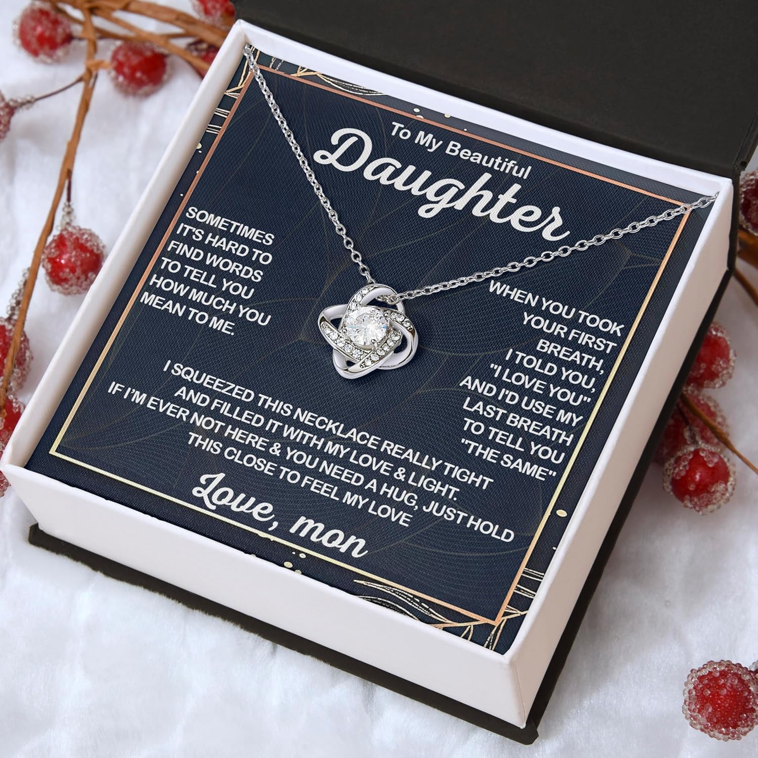 To My Daughter Necklace From Dad, Daughter Gift From Dad, Daughters Necklace With Message Card And Elegant Box, Christmas Graduation Birthday Gifts For Daughters - Image 4
