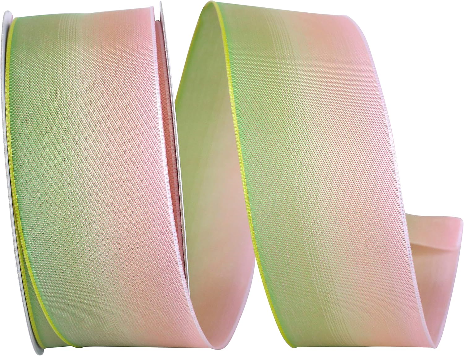 Reliant Ribbon 93863W-851-09J Taffeta Ombre Wired Edge Rd Ribbon, 1-1/2 Inch X 25 Yards, Pink/Green