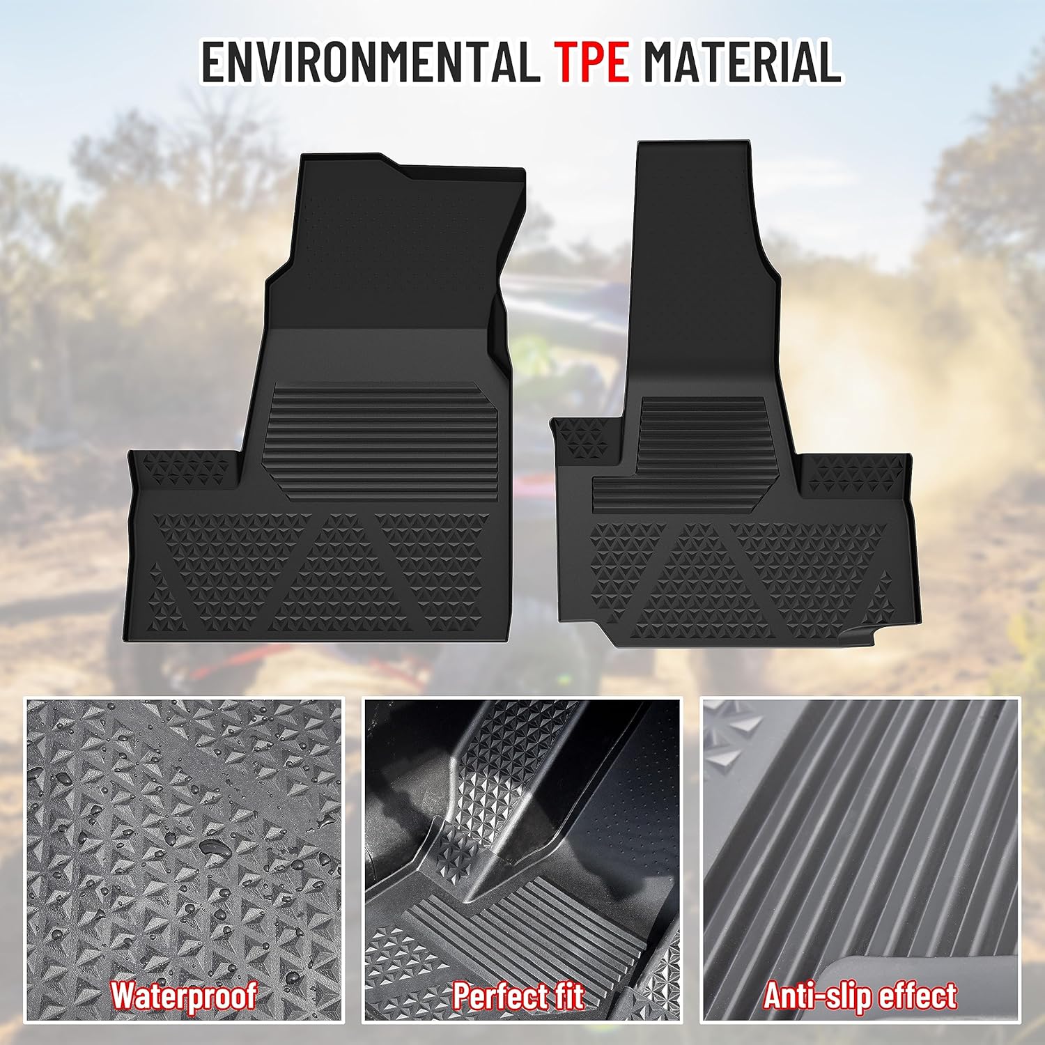 SAUTVS TPE Floor Mats for Honda Talon 1000 22-24, Front Row Floor Liners All Weather Protection Slush Mats for Honda Talon 1000R 1000X 1000X4 2022-2024 Accessories (2PCS)