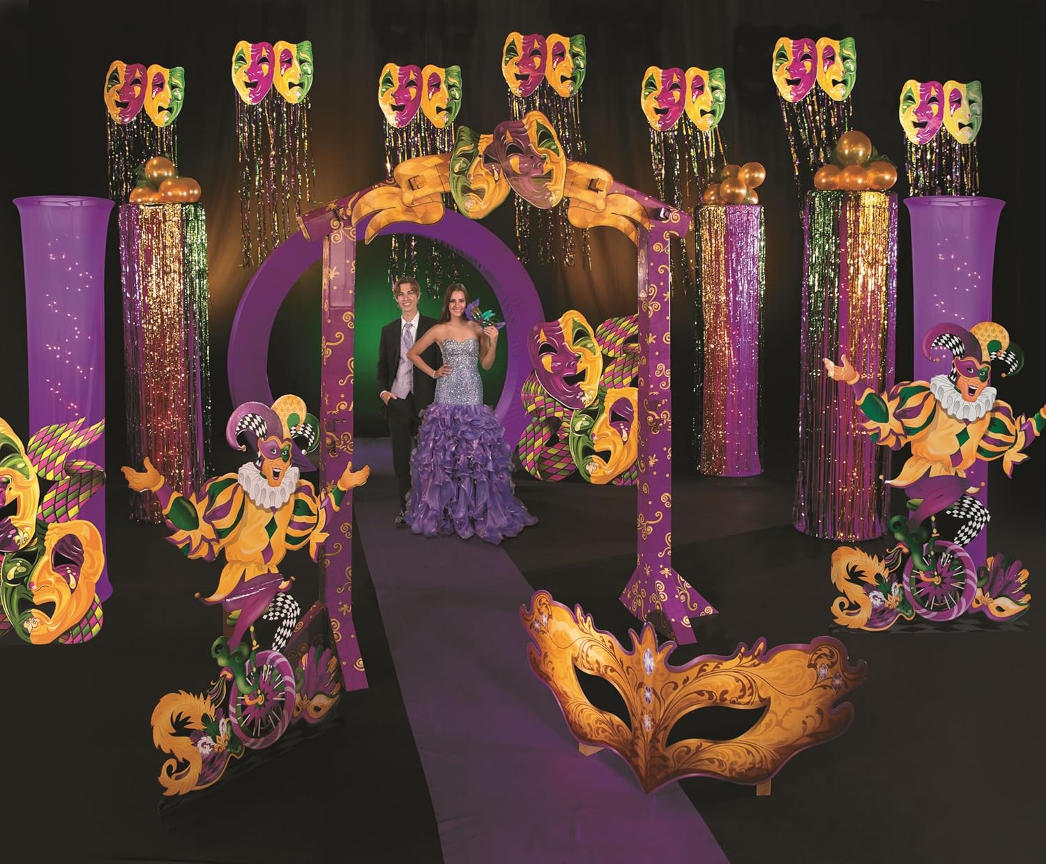 Fun Express 56" Mardi Gras Jester Cardboard Cutout Stand-Up - Life Size Decorations for Fat Tuesday Celebrations, Parade Float Supplies & Party Photo Booth Props | Professional-Grade Standee