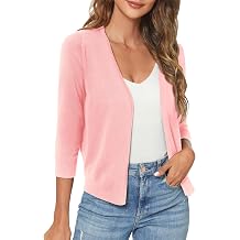 Urban CoCo Womens 3/4 Sleeve Shrugs Open Front Cropped Sweater Cardigan