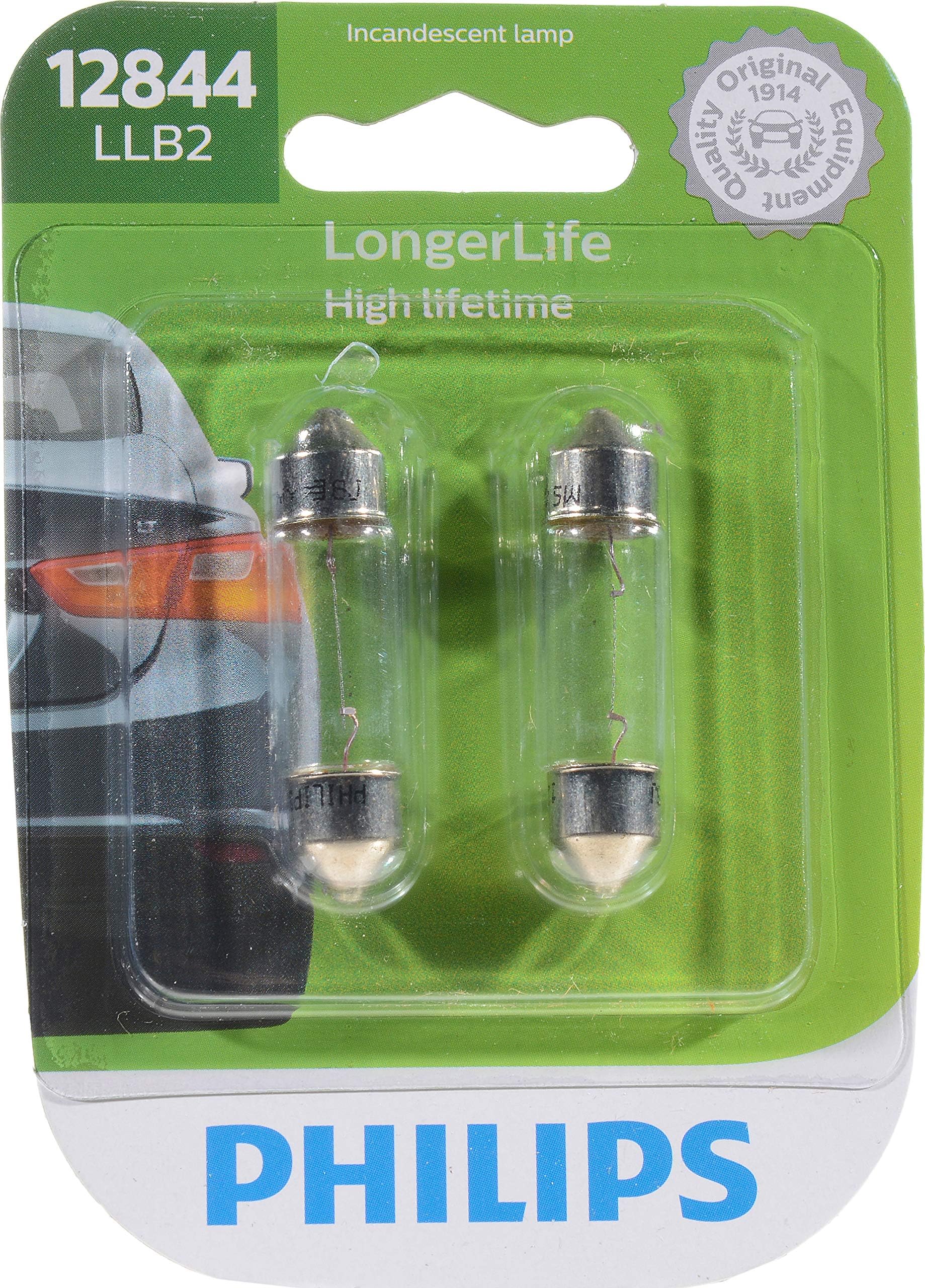Philips 12844LLB2 LongerLife Miniature Bulb, 2 Count (Pack of 1)