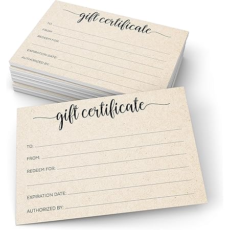 Blank Black Gift Certificates 25 Set With Envelopes - Sequential Numbering For Businesses