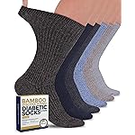 Pembrook Ribbed Knit Diabetic Socks for Women - 6 Pairs | Crew Socks Woman | M-Tan, Blue, Navy, Grey, Light Grey | Neuropathy Socks | Diabetic Socks for Women Size 6-9
