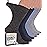 Pembrook Ribbed Knit Diabetic Socks for Women - 6 Pairs | Crew Socks Woman | M-Tan, Blue, Navy, Grey, Light Grey | Neuropathy Socks | Diabetic Socks for Women Size 6-9