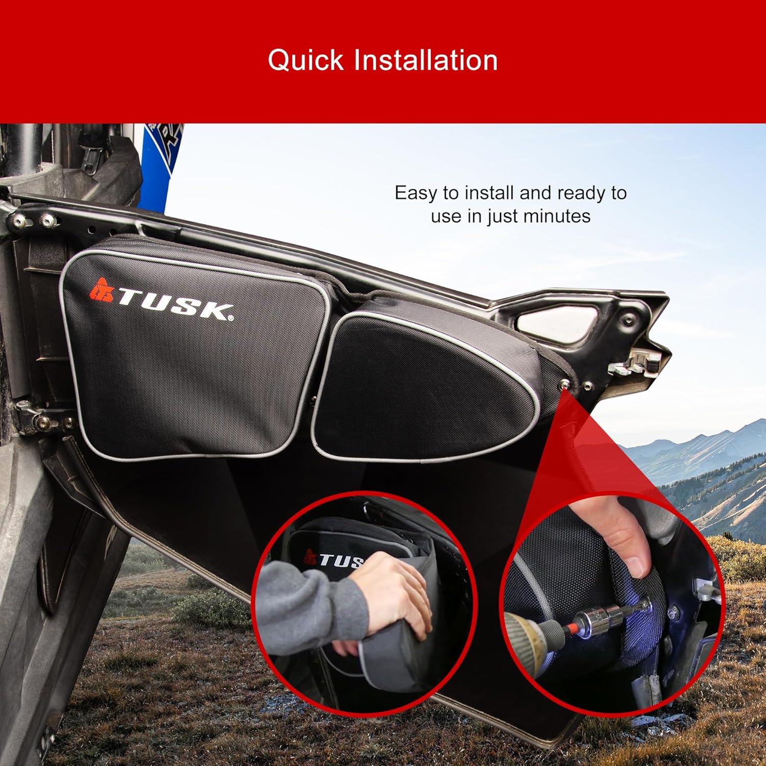 TUSK Upper Door Bags Compatible with Polaris RZR XP/XP4 1000 2014-2023/RZR XP Turbo/Turbo 4 2016-2021