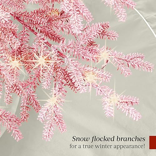 Miniatura 27 de Best Choice Products Árbol de Navidad preiluminado de 4.5 pies, pino flocado artificial, decoración navideña, abeto noble de álamo, luces LED blanco