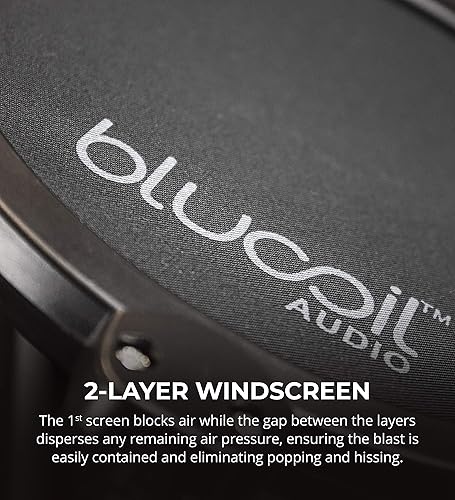 Miniatura 4 de Blucoil Parabrisas con filtro pop para micrófonos de mano profesionales, pantalla de doble capa con clip de cuello de cisne flexible y soporte
