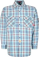 Vista 16 de BOCOMAL Camisas FR para hombre, resistentes al fuego, peso ligero, NFPA2112, camisa de soldadura ignífuga, acabado repelente al agua y al aceite