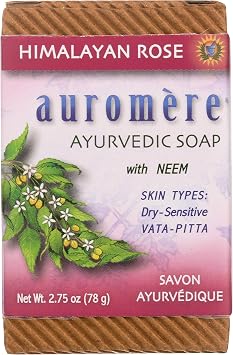Auromere Ayurvedic Bar Soap, Himalayan Rose - Eco Friendly, Handmade, Vegan, Cruelty Free, Natural, Non GMO 2.75 oz, 1 pack