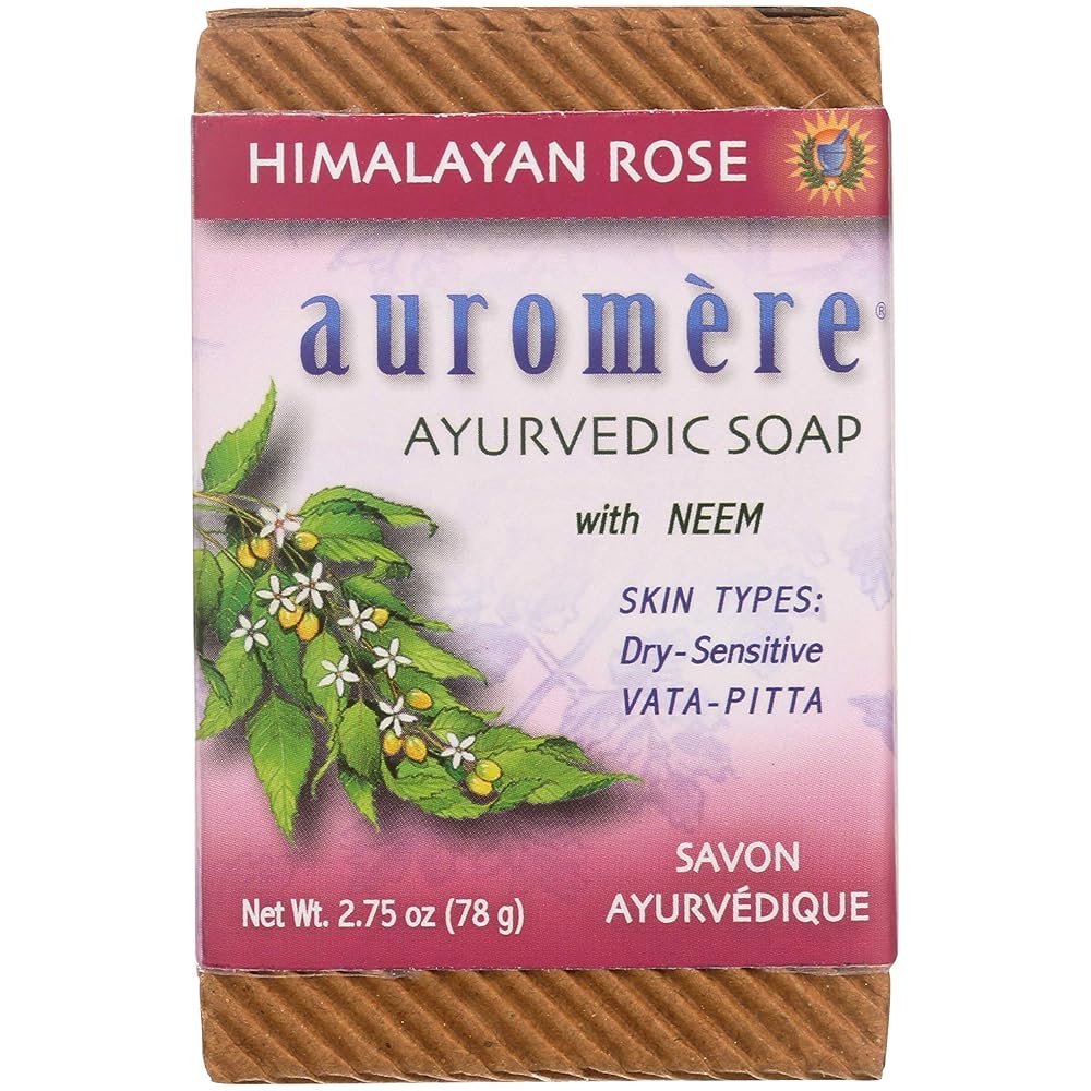 Auromere Ayurvedic Bar Soap, Himalayan Rose - Eco Friendly, Handmade, Vegan, Cruelty Free, Natural, Non GMO (2.75 oz), 5 pack