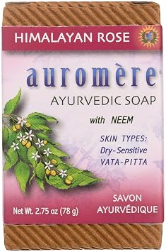 Auromere Ayurvedic Bar Soap, Himalayan Rose - Eco Friendly, Handmade, Vegan, Cruelty Free, Natural, Non GMO 2.75 oz, 1 pack