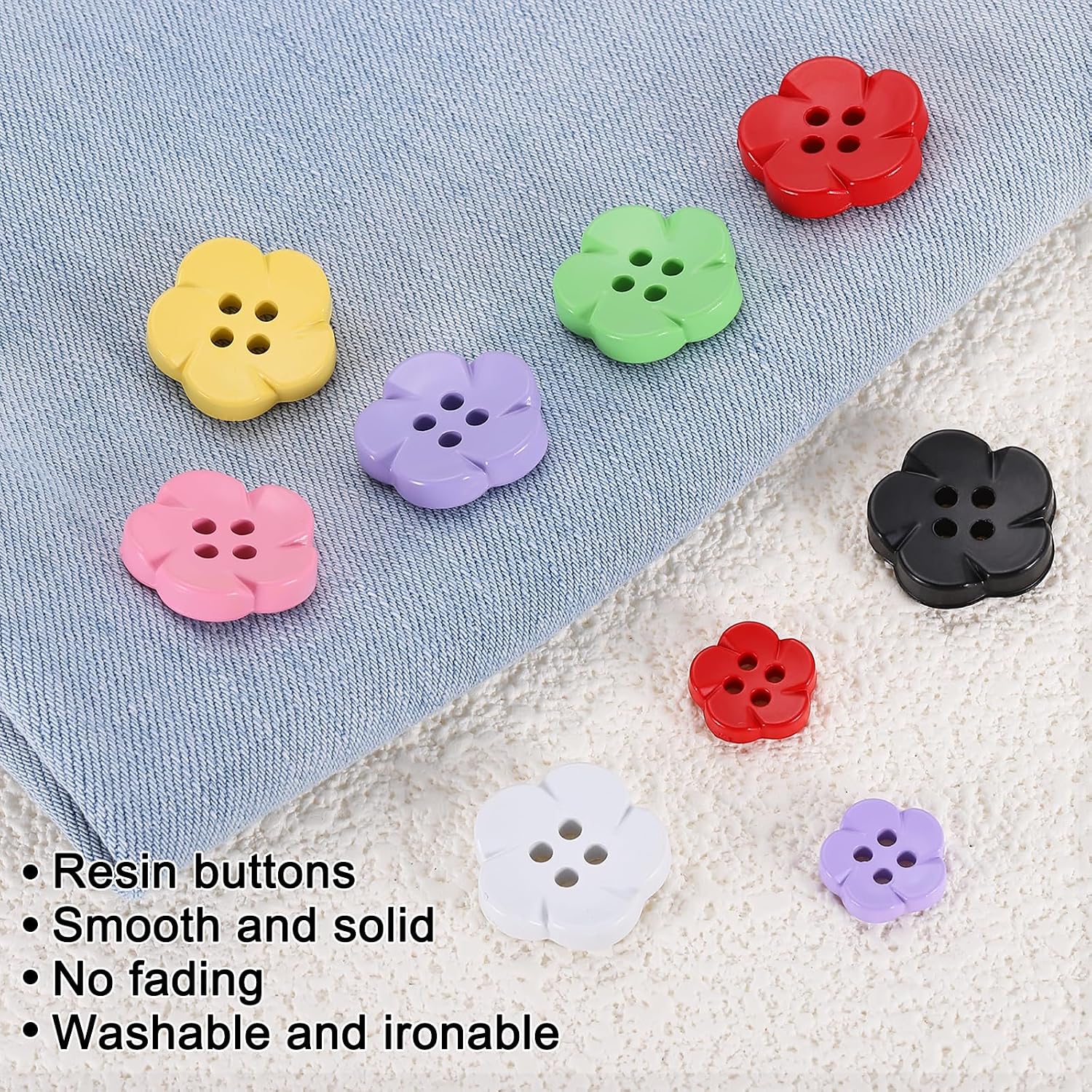 HARFINGTON 50pcs Flower Resin Sewing Buttons 7/16" 4 Hole Resin Sewing Decorative Buttons Cute Flower Shape Buttons for Crafts Cardigan Clothes Shirts DIY, Orange image 4