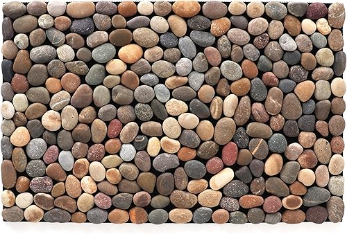 Rutledge & King River Rock - Tapete para interior y exterior, tapete para puerta de entrada interior, tapete de piedra de River Rocks, tapete para