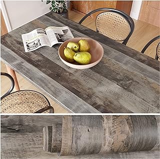 VEELIKE Weathered Grey Wood Wallpaper Peel and Stick Wood Planks for Walls 15.7''x118'' Rustic Grey Wood Contact Paper Waterproof Shiplap Wallpaper for Farmhouse Bathroom Kitchen Cabinets Countertops
