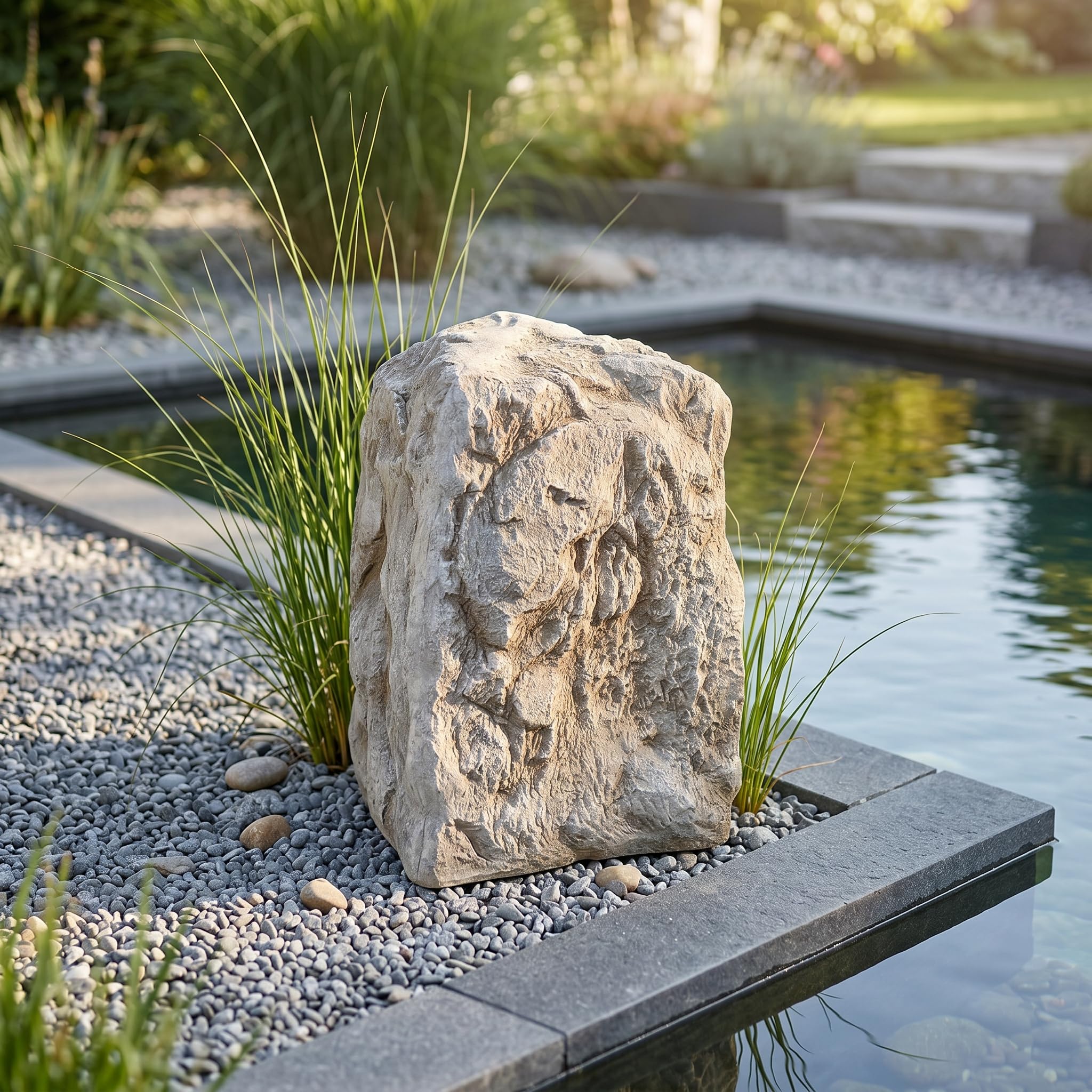 Copertura per rocce da giardino, effetto arenaria, rocce artificiali, 28 x 40 cm, copertura pompa